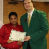 J'Khari Jones, Northampton County 4-H member, receives the 4-H Youth Volunteer Award from Michael Chaney, State 4-H Council Vice President at the Northampton County 4-H Achievement Night Red Ball