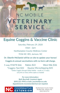 Cover photo for Equine Coggins & Vaccination Clinic