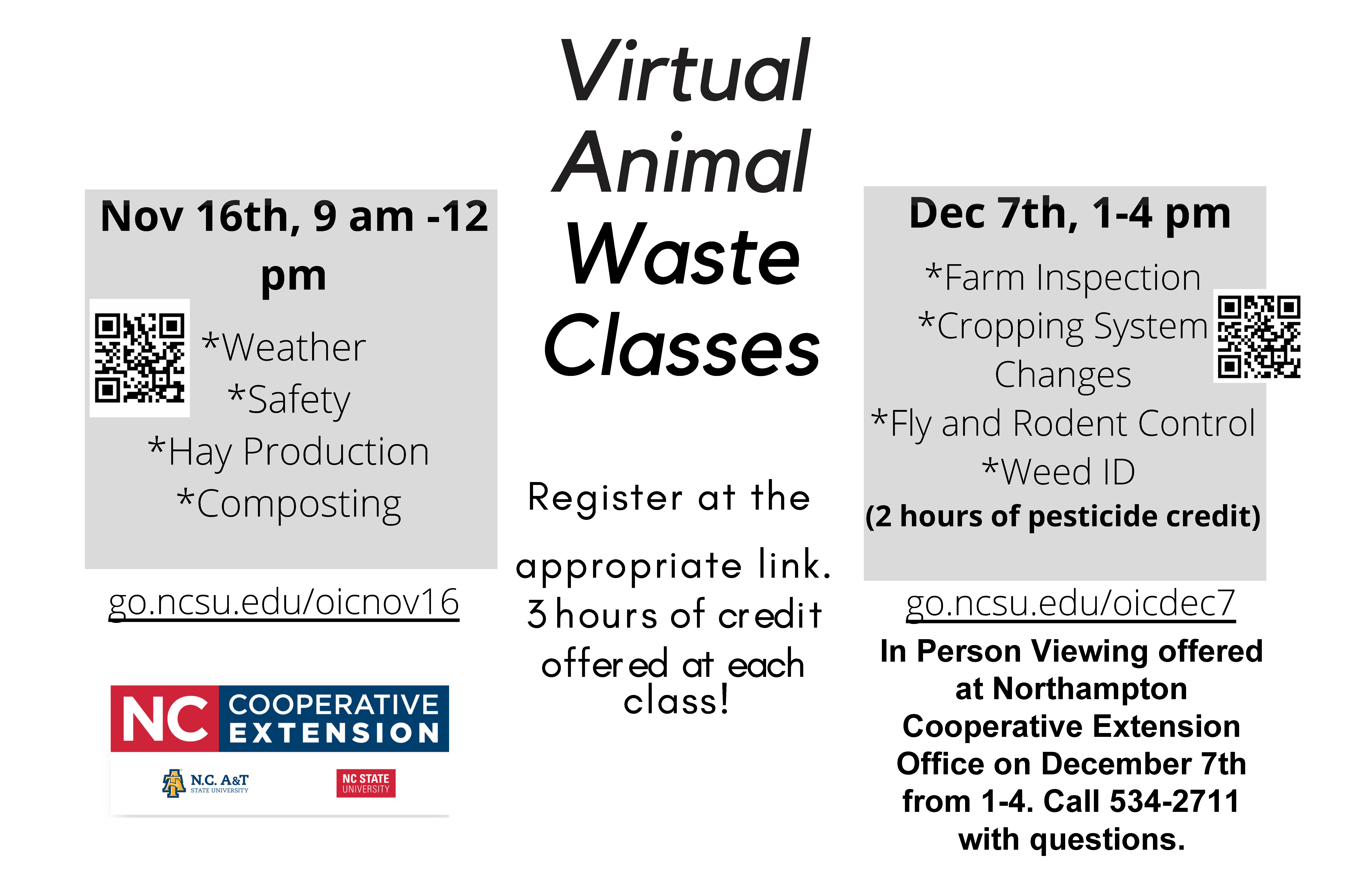 Virtual Animal Waste Classes flyer